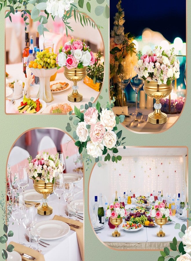 Ninehaoou 2 Pcs Crystal Gold Vases for Centerpieces Gold Metal Compote Bowl Wedding Elegant Wedding Centerpieces Compote Bowl Decorative Trumpet Vase for Decoration Anniversary Ceremony Birthday Party - Image 5